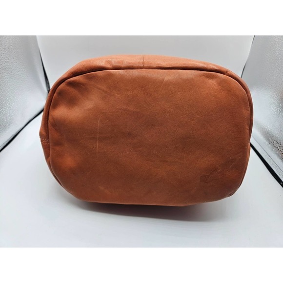 Gianni Bini Womens Zip Top Orange‎ Solid Leather Shoulder Handbag Jewel Strap - Picture 6 of 14